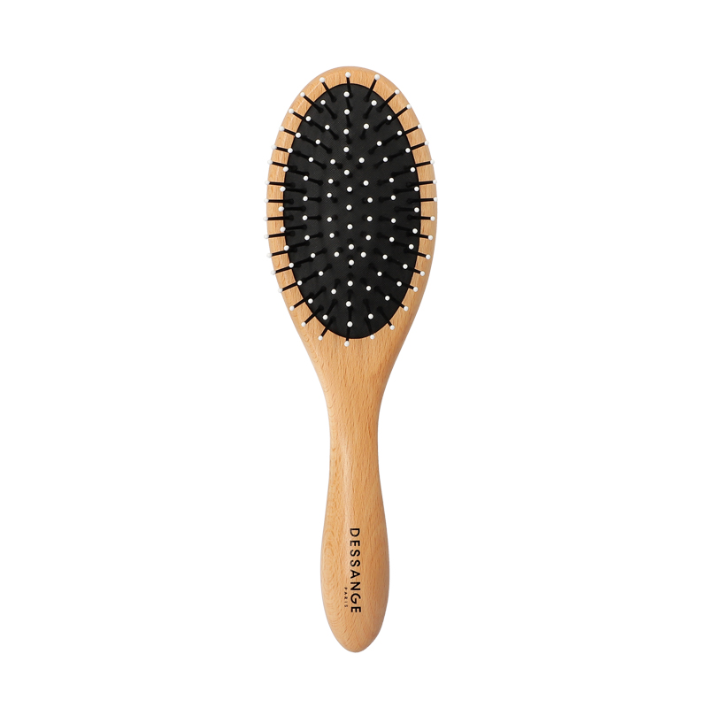 Brosse à cheveux ovale en bois et nylon