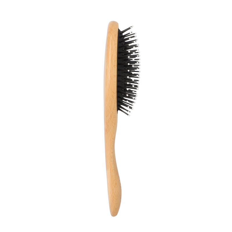 Brosse à cheveux ovale en bois et nylon