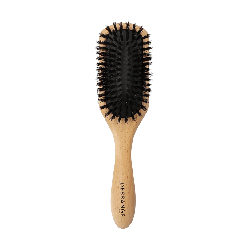 Brosse à cheveux plate en poils de sanglier